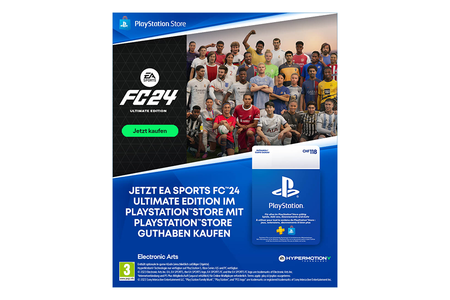 CHF 118 Sony PlayStation®Store Credit for EA Sports FC 24 Ultimate Edition