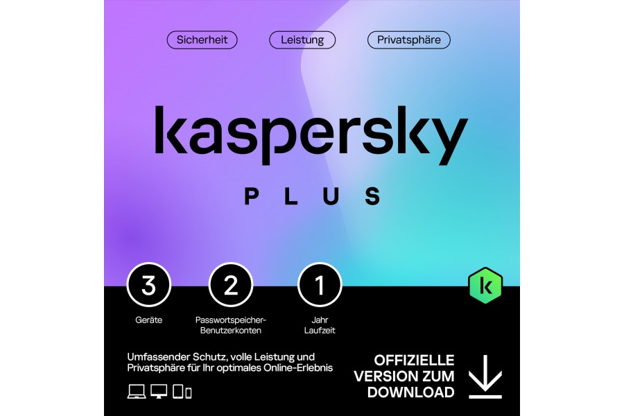 Kaspersky Plus 3 devices 1 year download