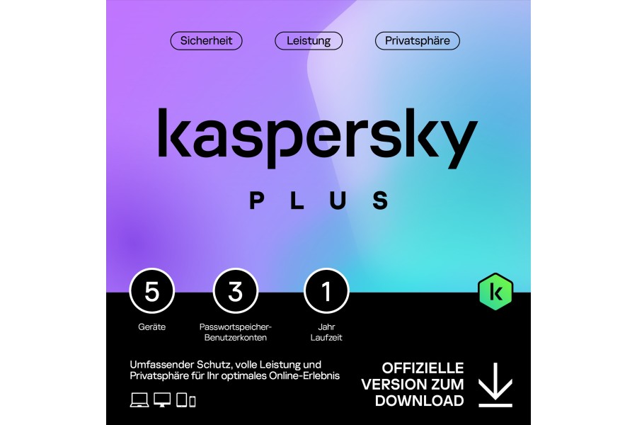 Kaspersky Plus 5 devices 1 year download